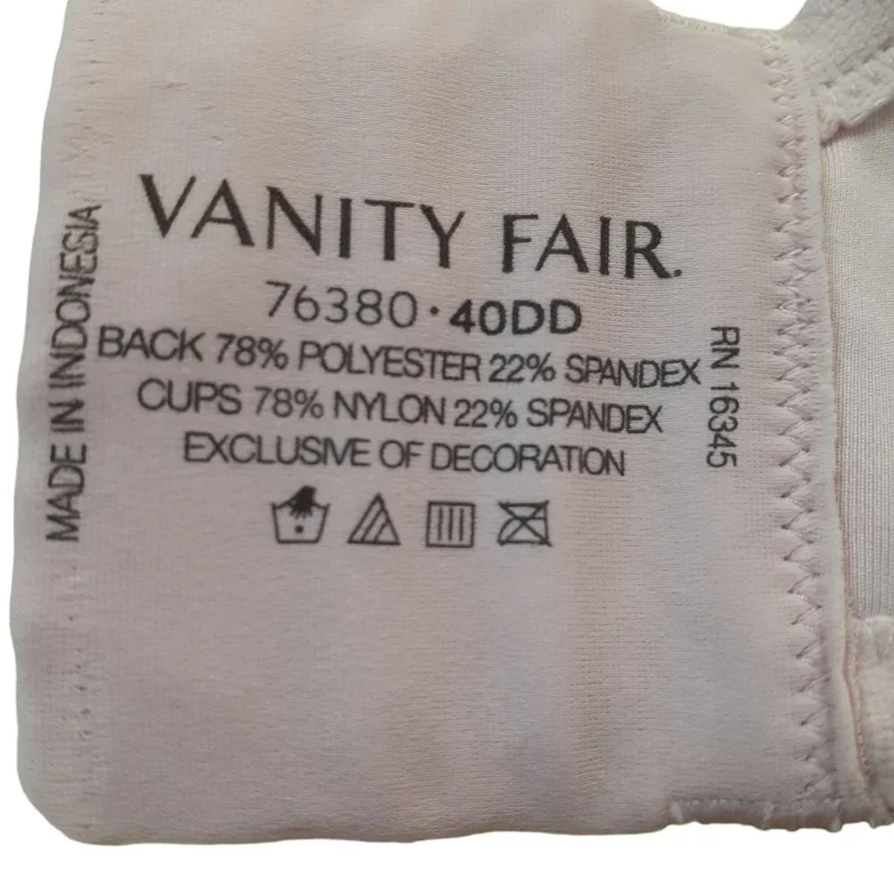 Vanity Fair Womens Beauty Back Underwire Push Up Bra Pink Size 40DD - Picture 4 of 4